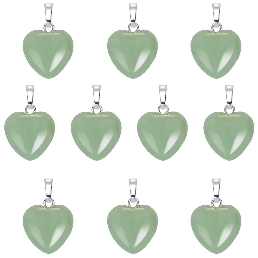 7556 10 Pcs Natural Green Aventurine Gemstone Heart Pendants Crystal Gem